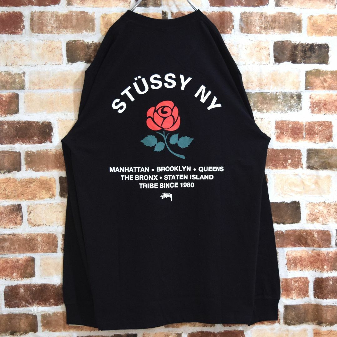 STUSSY(ステューシー)の《ステューシー》正規・新品タグ　フラワー　ブラック　M　ロングTシャツ メンズのトップス(Tシャツ/カットソー(七分/長袖))の商品写真