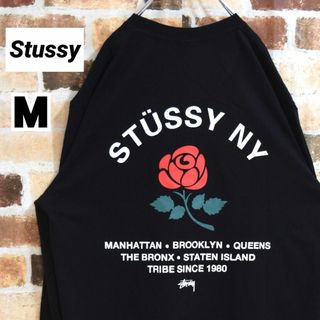 ステューシー(STUSSY)の《ステューシー》正規・新品タグ　フラワー　ブラック　M　ロングTシャツ(Tシャツ/カットソー(七分/長袖))