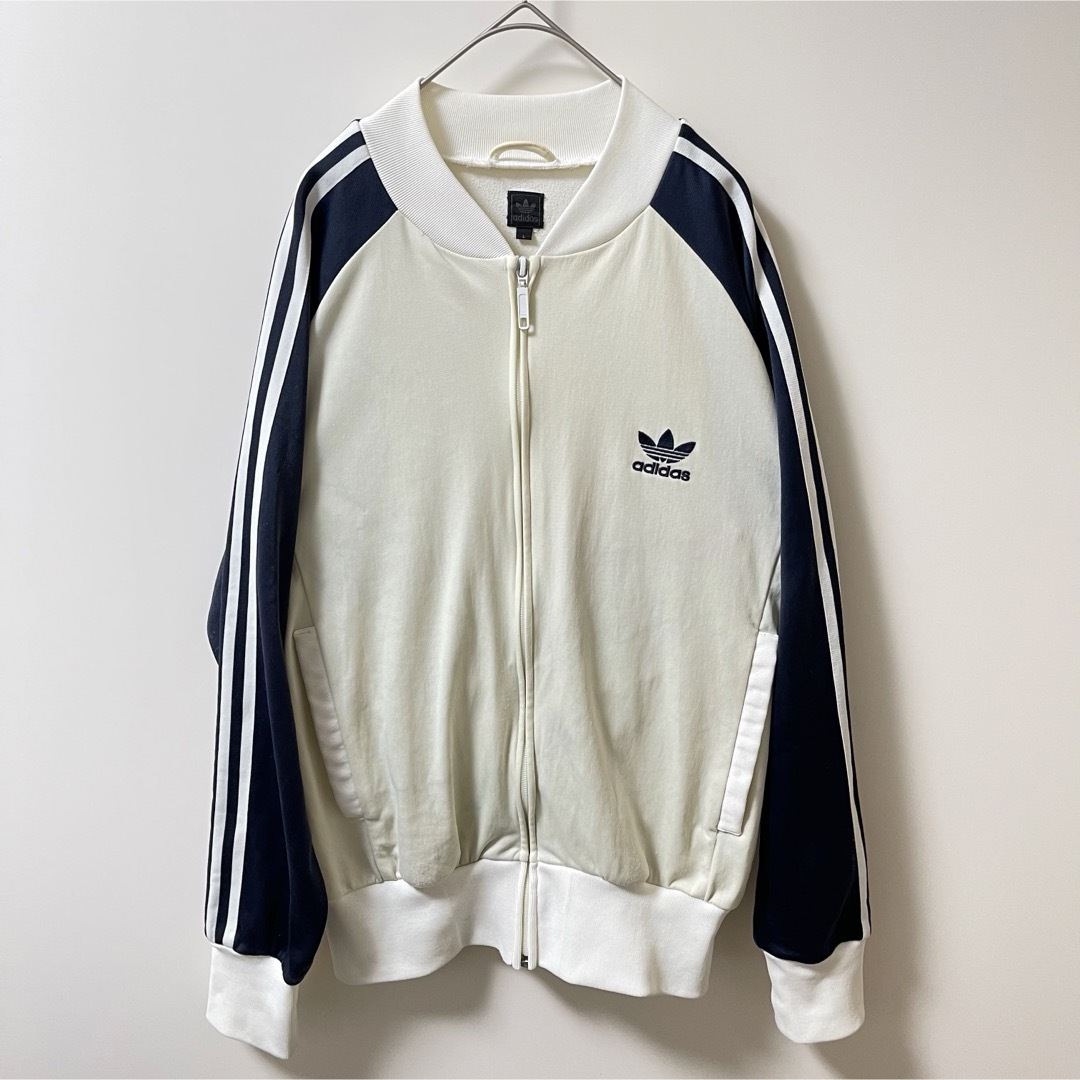 adidas(アディダス)のATP復刻90s】アディダス刺繍トラックジャケット古着ジャージ　ビンテージ紺白 メンズのトップス(ジャージ)の商品写真