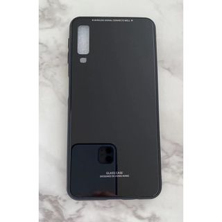 ギャラクシー(Galaxy)のシンプル耐衝撃背面9Hガラスケース　GalaxyA7 楽天モバイル　黒　ブラック(Androidケース)