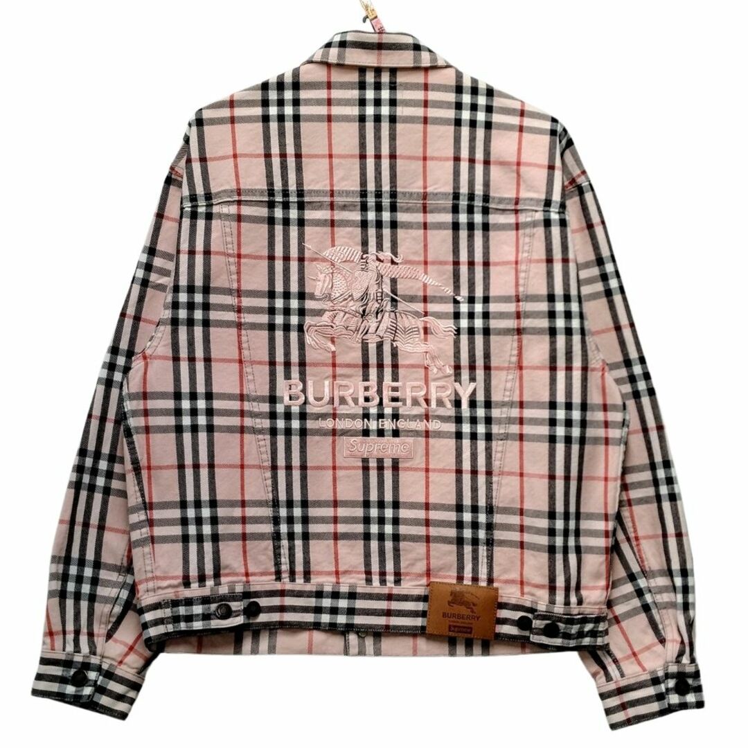 Supreme(シュプリーム)のSUPREME シュプリーム ×BURBERRY バーバリーDinim Trucker Jacket 刺繍 チャック デニム トラッカー ジャケット サイズ M 正規品 / 32809 メンズのジャケット/アウター(Gジャン/デニムジャケット)の商品写真