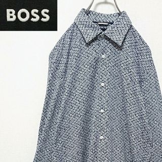 ヒューゴボス(HUGO BOSS)の美品 HUGO BOSS ヒューゴボス 総柄 長袖 シャツ(シャツ)