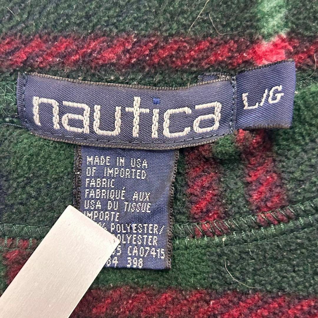 NAUTICA(ノーティカ)のノーティカ USA製 刺繍ロゴ 90s フリーススウェット チェック柄 グリーン メンズのトップス(スウェット)の商品写真