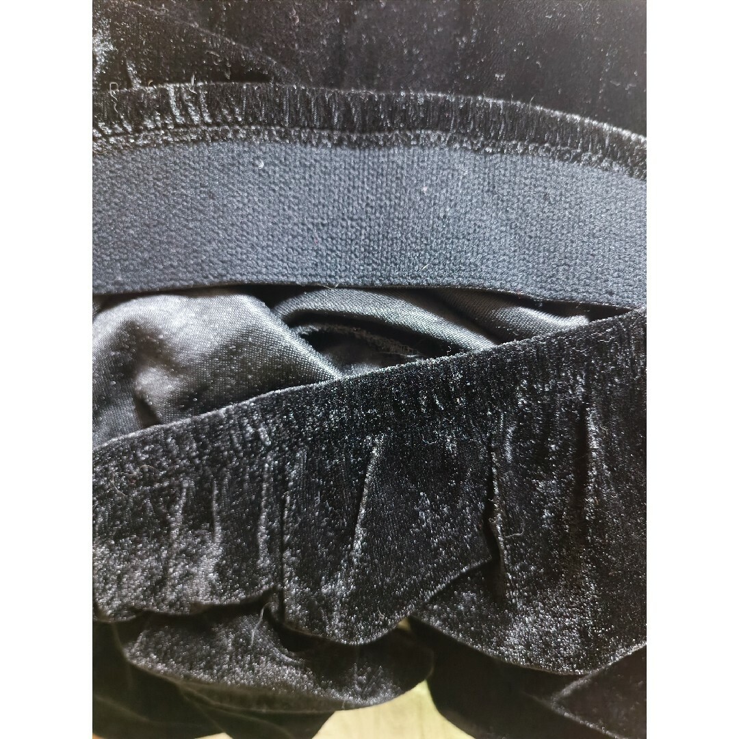 美品 大きいサイズ ベロア ハイウエスト ワイド パンツ 黒 ブラック イージー レディースのパンツ(カジュアルパンツ)の商品写真