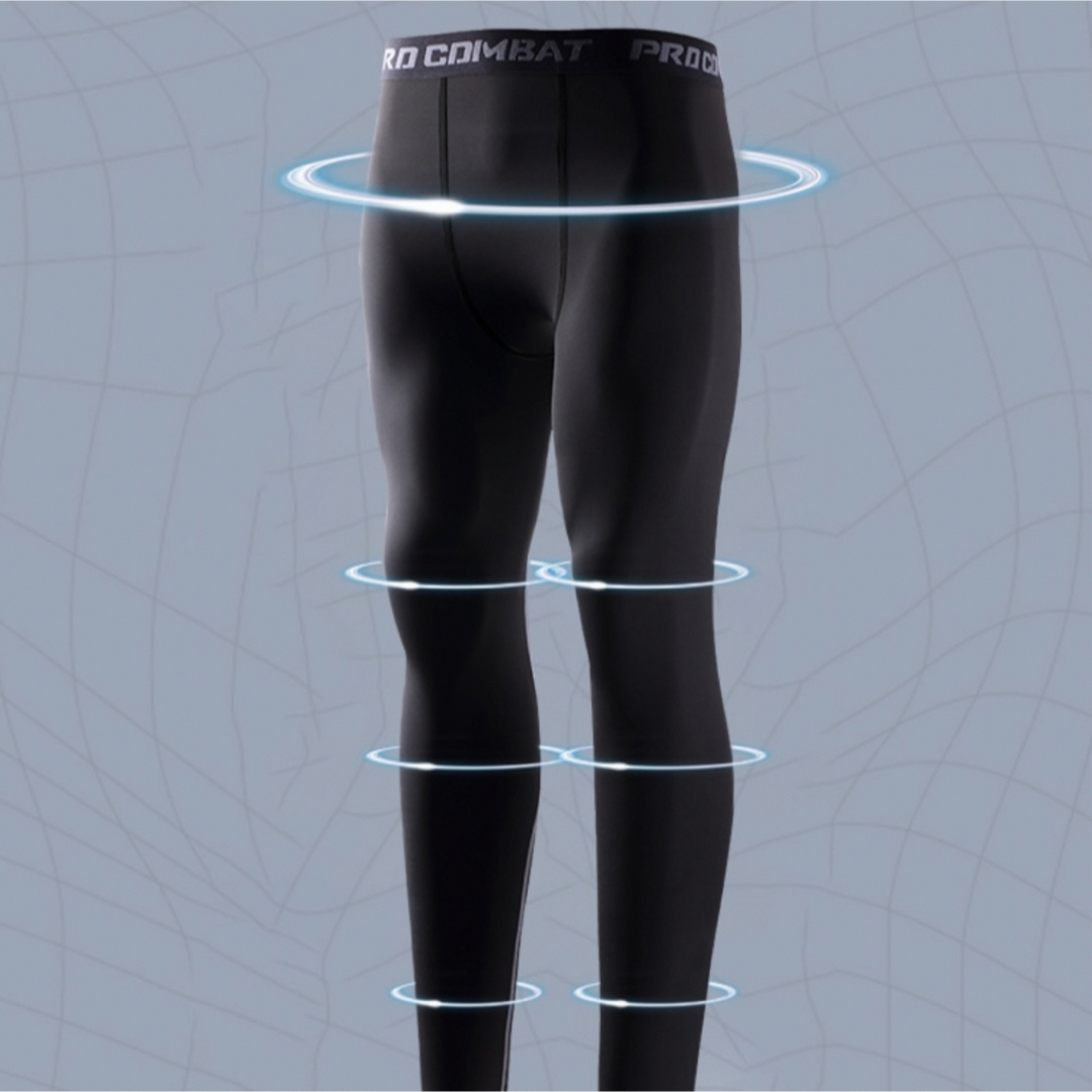メンズレギンス　ブラック　黒　Ｌサイズ　スポーツ　スパッツ　タイツ　インナー メンズのレッグウェア(レギンス/スパッツ)の商品写真