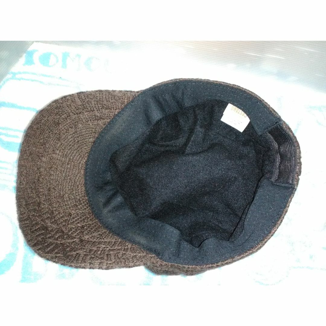 H0159_こげ茶色ニットワークキャップ_帽子 エンタメ/ホビーのコスプレ(小道具)の商品写真