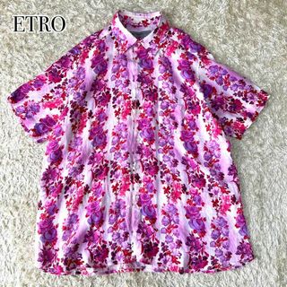 ETRO エトロ 花柄 ボタニカル リネンシャツ 半袖 アロハシャツ 2XL 麻(シャツ)