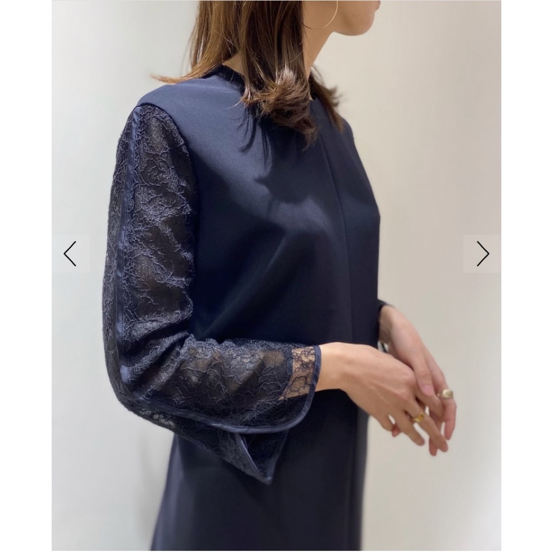 Ballsey ドライダブルクロスレースコンビワンピース ネイビー Ballsey ドライダブルクロスレースコンビワンピース ネイビー