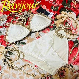 ラヴィジュール(Ravijour)の★Ravijour★三角ビキニ★水着★ゴールド三つ編みホルターネック★紐パンツ(水着)