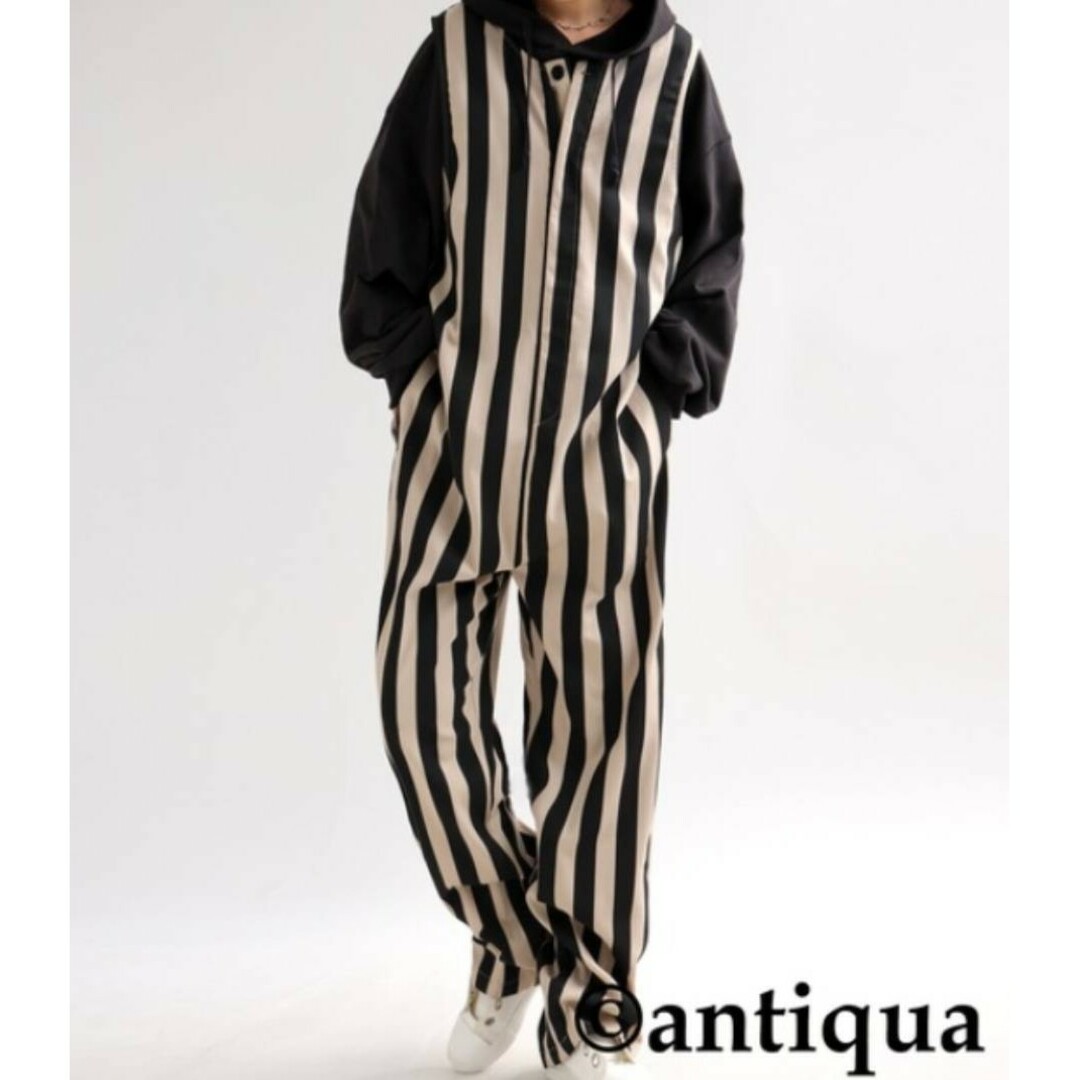 antiqua(アンティカ)のantiqua 新品 サンプル サロペット オーバーオールストライプ柄サロペット レディースのパンツ(サロペット/オーバーオール)の商品写真