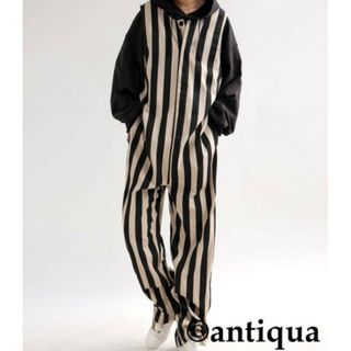 antiqua - antiqua 新品 サンプル サロペット オーバーオールストライプ柄サロペット