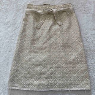 シモーネロシャ(Simone Rocha)のSimone Rocha｜ゴールドフラワー刺繍スカート｜ラメ糸｜カットオフ｜美品(ロングスカート)