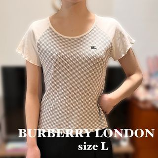 BURBERRY - 【美品】バーバリーロンドン　半袖Tシャツ　ホワイト　ノバチェック　サイズL