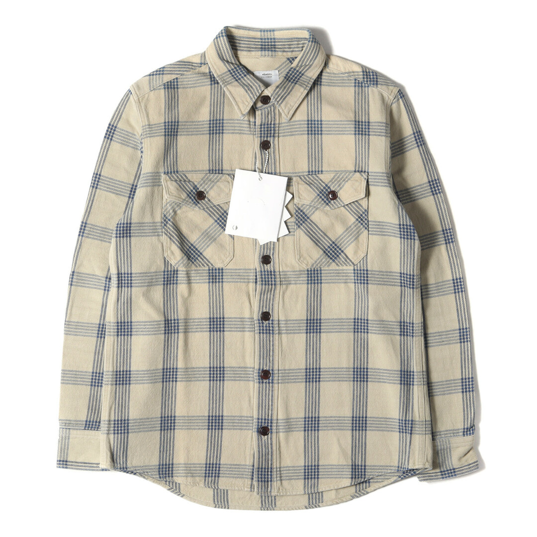 VISVIM(ヴィスヴィム)の美品 visvim ビズビム シャツ サイズ:1 インディゴチェック フランネルシャツ BLACK ELK FLANNEL INDIGO CHECK ベージュ インディゴ トップス カジュアルシャツ 長袖【メンズ】【中古】 メンズのトップス(シャツ)の商品写真