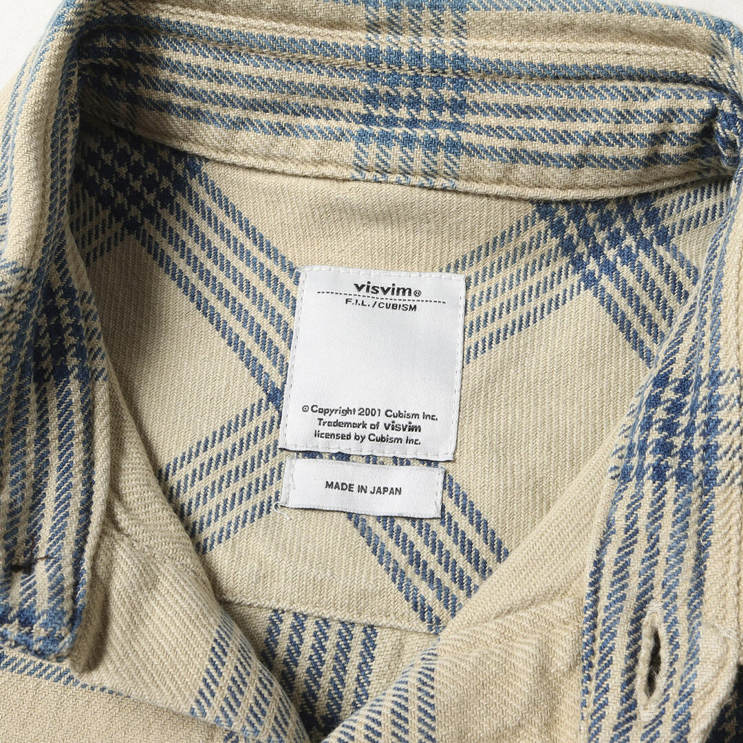 VISVIM(ヴィスヴィム)の美品 visvim ビズビム シャツ サイズ:1 インディゴチェック フランネルシャツ BLACK ELK FLANNEL INDIGO CHECK ベージュ インディゴ トップス カジュアルシャツ 長袖【メンズ】【中古】 メンズのトップス(シャツ)の商品写真