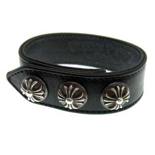 クロムハーツ(Chrome Hearts)のクロムハーツ CHROME HEARTS ■ 【 3BTN 2SNP 】 3ボタン 2スナップ クロス レザー ブレスレット 32376(ブレスレット)