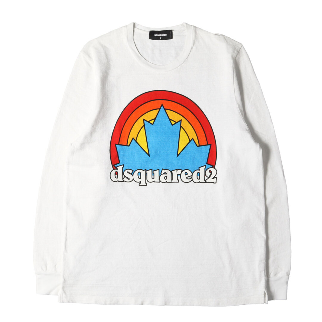 DSQUARED2(ディースクエアード)のDSQUARED2 ディースクエアード Tシャツ サイズ:S 22AW サンセット リーフ ロゴ スラブ ロングスリーブTシャツ S71GD1227 S24380 トップス 長袖 カットソー ロンT ホワイト 白 イタリア製【メンズ】【中古】 メンズのトップス(Tシャツ/カットソー(七分/長袖))の商品写真