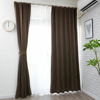 【色: ブラウン】curtain-fabfun カーテン 1級 遮光 190cm(その他)