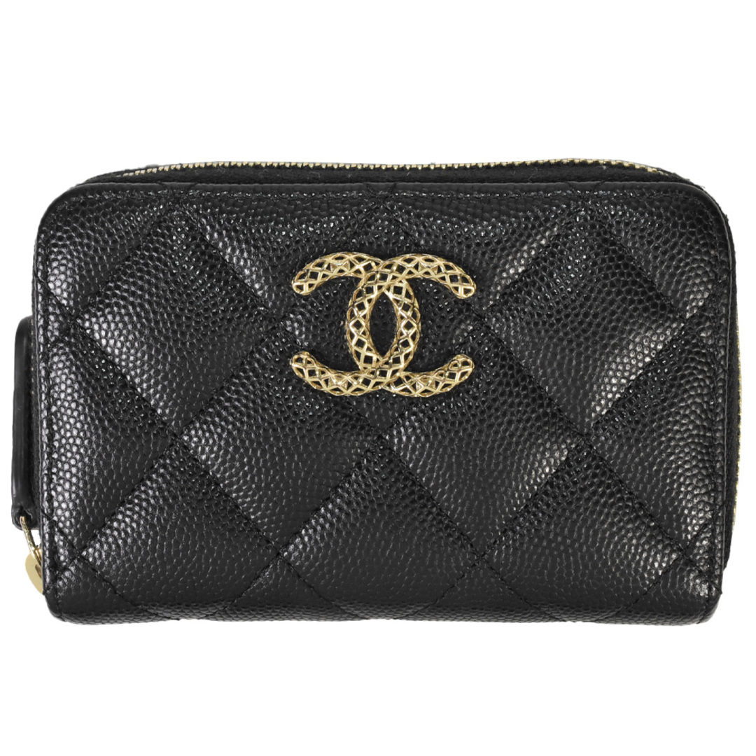 CHANEL(シャネル)のシャネル CHANEL マトラッセ ジップ コインパース コインケース キャビアスキン AP3186 ブラック ゴールド金具【中古】 メンズのファッション小物(コインケース/小銭入れ)の商品写真