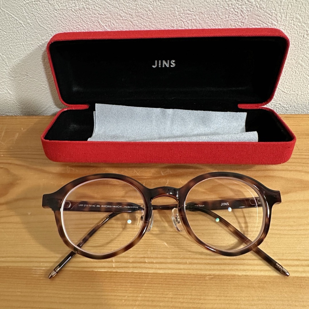 JINS(ジンズ)のJINS ジンズ メガネ 眼鏡 ラウンド ブラウン べっ甲 強度近視度数レンズ入 レディースのファッション小物(サングラス/メガネ)の商品写真