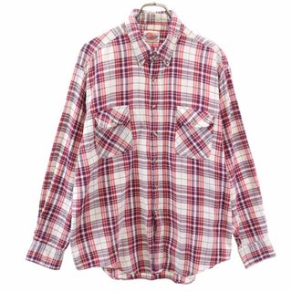 ディッキーズ(Dickies)のディッキーズ 80s ヴィンテージ チェック柄 長袖 ボタンダウンシャツ XL レッド系 Dickies メンズ 古着 【240317】(シャツ)