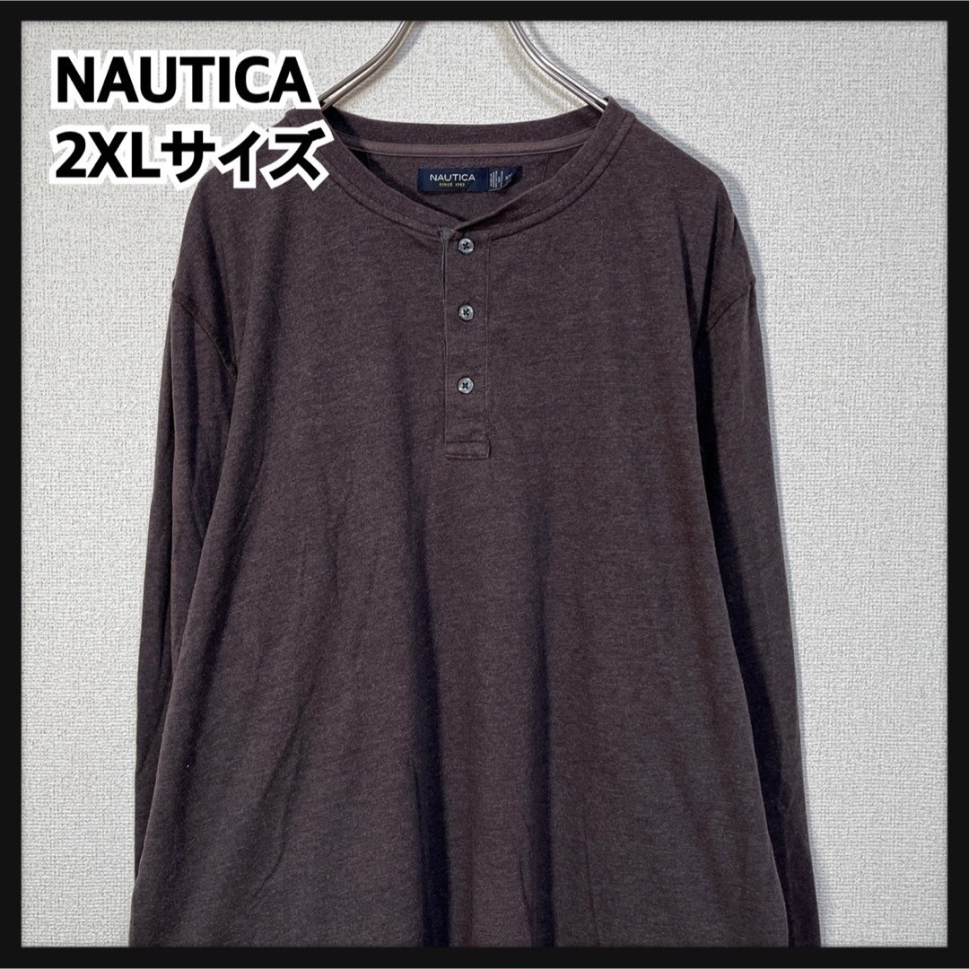 NAUTICA(ノーティカ)の【ノーティカ】ヘンリーネックロンT　ダークブラウン　無地　長袖Tシャツ81 メンズのトップス(Tシャツ/カットソー(七分/長袖))の商品写真