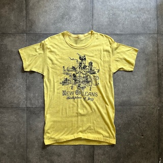 80s ヴィンテージtシャツ USA製 イエロー ニューオリンズ L相当(Tシャツ/カットソー(半袖/袖なし))