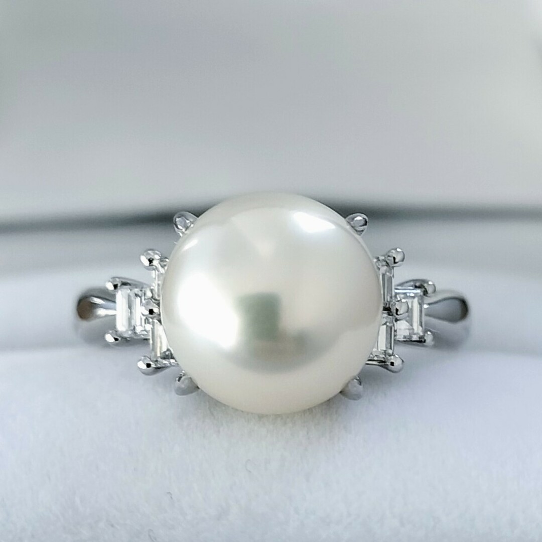 ダイヤモンド×パール あこや真珠 リング Pt900 9.8mm 0.31ct レディースのアクセサリー(リング(指輪))の商品写真