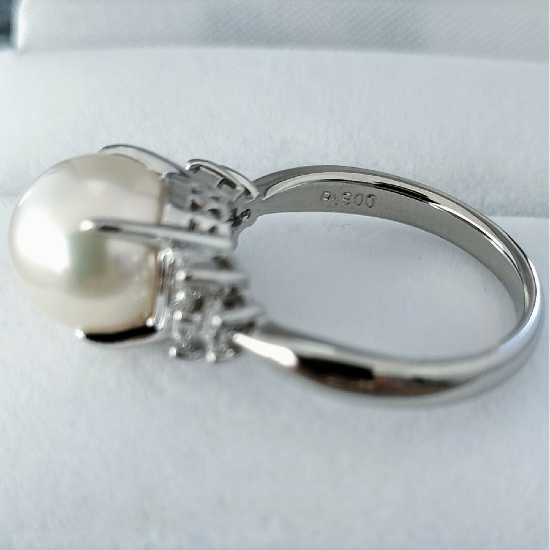 ダイヤモンド×パール あこや真珠 リング Pt900 9.8mm 0.31ct レディースのアクセサリー(リング(指輪))の商品写真
