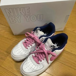 ナイキ(NIKE)のNIKE  ナイキエアフォース1 by you カスタム　ピンク　ネイビー(スニーカー)