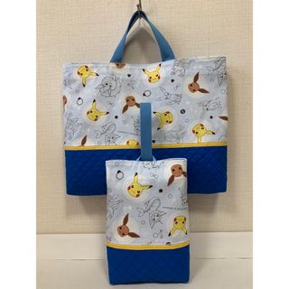 ポケモン　グレー　レッスンバッグ　上履き入れ　セット　ハンドメイド