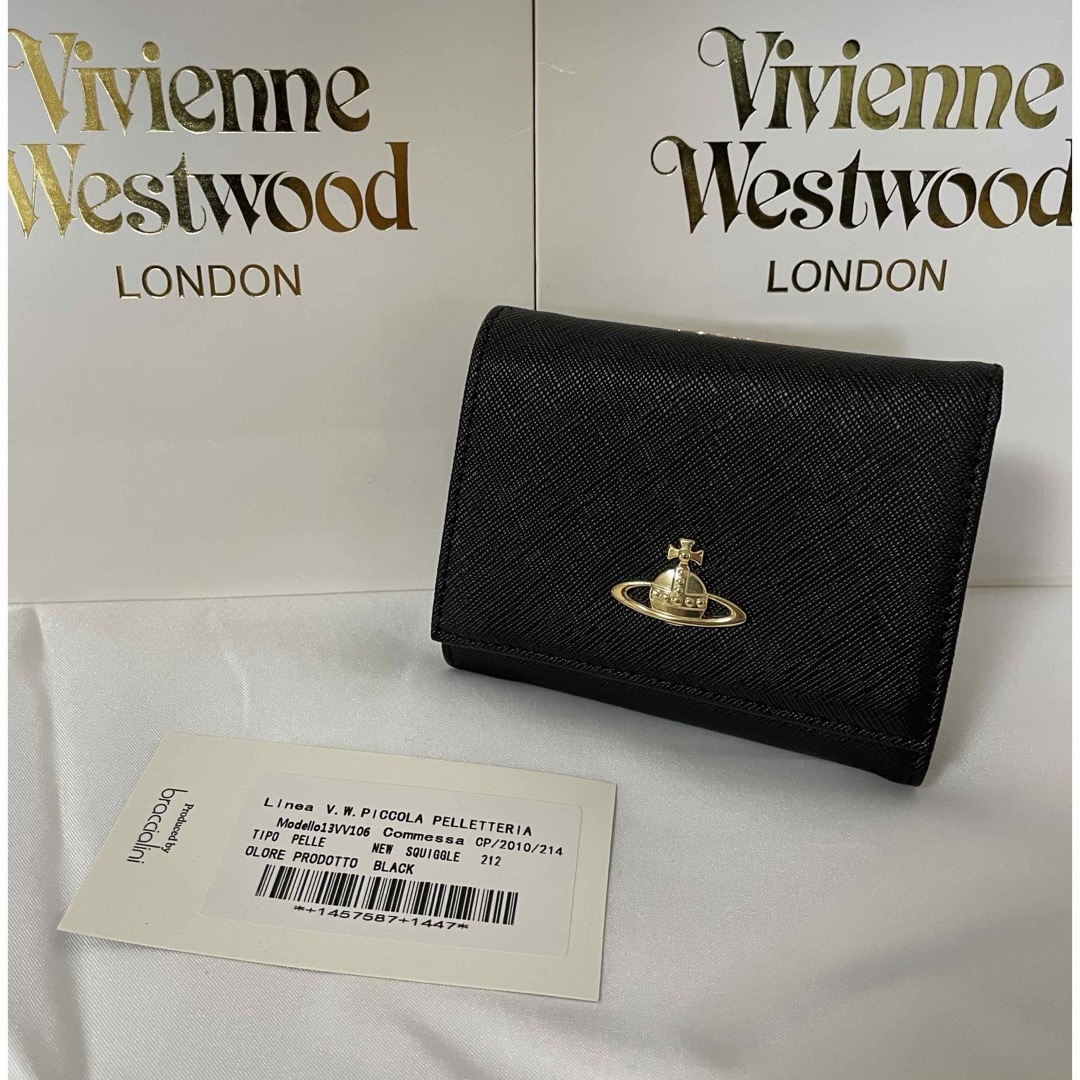 Vivienne Westwood(ヴィヴィアンウエストウッド)の新品　ヴィヴィアンウエストウッド　三つ折り財布　ミニウォレット　ブラック レディースのファッション小物(財布)の商品写真