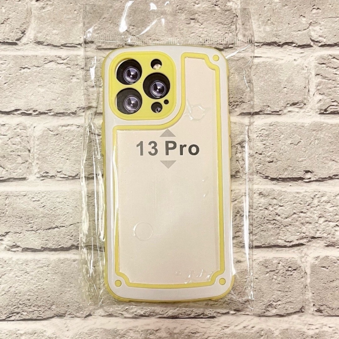【iPhone13pro】イエロー iPhoneケース シンプル フレーム 黄色 ハンドメイドのスマホケース/アクセサリー(スマホケース)の商品写真