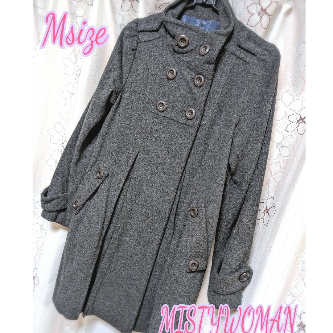 mysty woman(ミスティウーマン)のほぼ新品♦misty woman♦ミドル チェスター コート♦チャコールグレー レディースのジャケット/アウター(チェスターコート)の商品写真