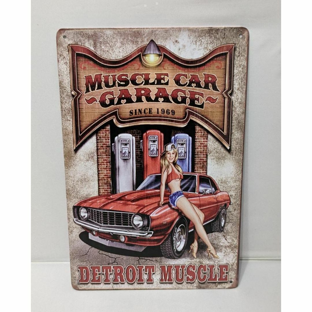 ブリキ 看板 クラシック カー MUSCLE CAR GARAGE 自動車/バイクの自動車(その他)の商品写真