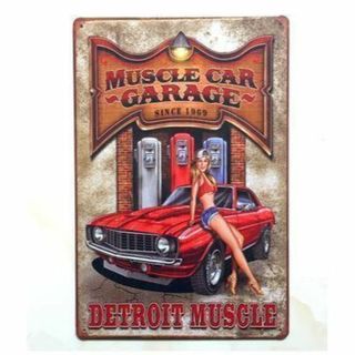 ブリキ 看板 クラシック カー MUSCLE CAR GARAGE(その他)