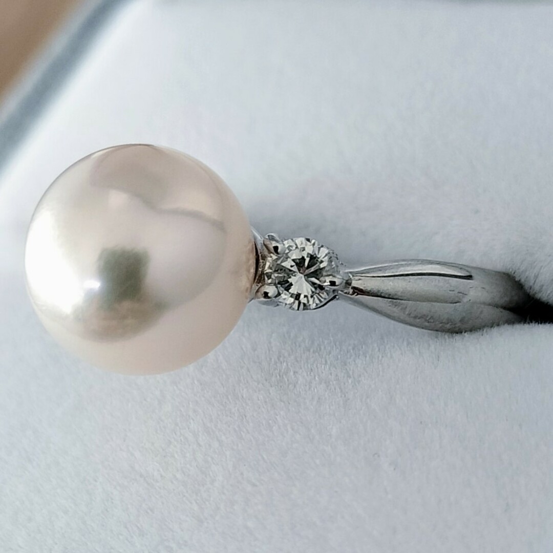 ダイヤモンド×パール あこや真珠 リング Pt900 9.9mm 0.23ct レディースのアクセサリー(リング(指輪))の商品写真