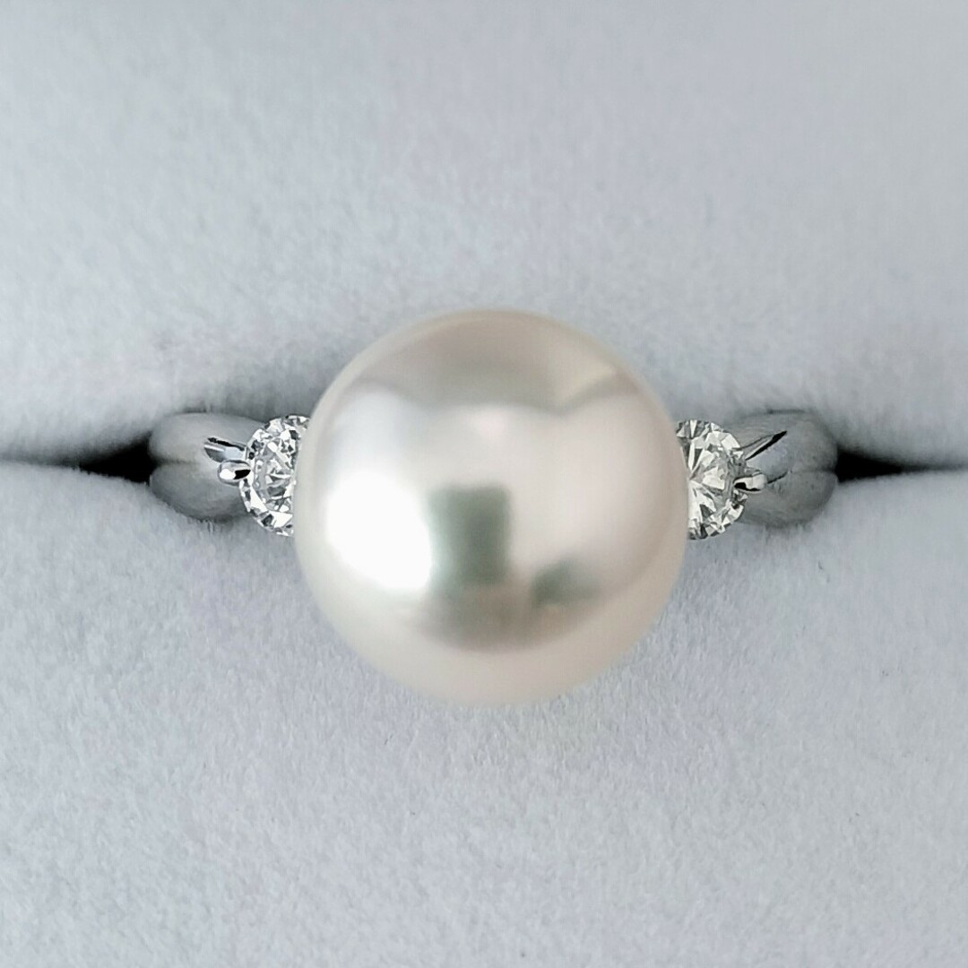 ダイヤモンド×パール あこや真珠 リング Pt900 9.9mm 0.23ct レディースのアクセサリー(リング(指輪))の商品写真