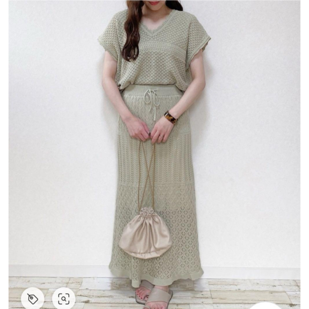 GU(ジーユー)の【新品未使用】🩶ジーユー 透かし編みニットスカート GU XL 完売品🖤タグ付 レディースのスカート(ロングスカート)の商品写真