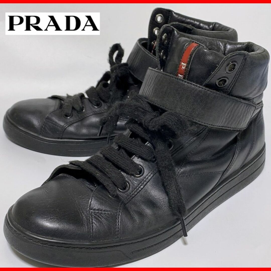 PRADA(プラダ)のPRADA プラダ 7.5≒26.5cm スニーカー ブーツ 黒 D メンズの靴/シューズ(スニーカー)の商品写真