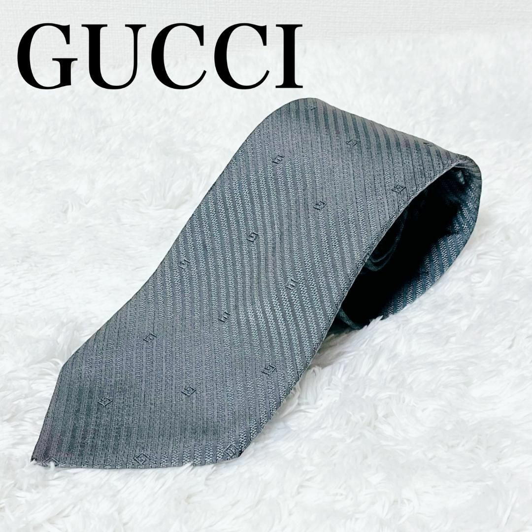 Gucci(グッチ)のGUCCI グッチ ネクタイ グレー ストライプ シルク100％ メンズのファッション小物(ネクタイ)の商品写真