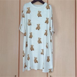 ジェラートピケ(gelato pique)の【新品.タグ付き】♡ジェラートピケ♡ベア柄Tシャツワンピース♡ベージュ♡(ルームウェア)