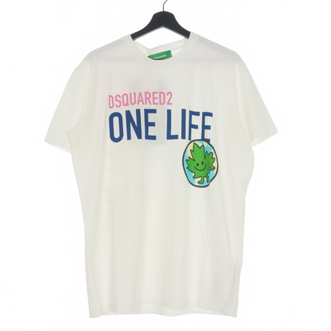 DSQUARED2(ディースクエアード)のディースクエアード 22SS ロゴプリントＴシャツ カットソー 半袖 M 白 レディースのトップス(Tシャツ(半袖/袖なし))の商品写真