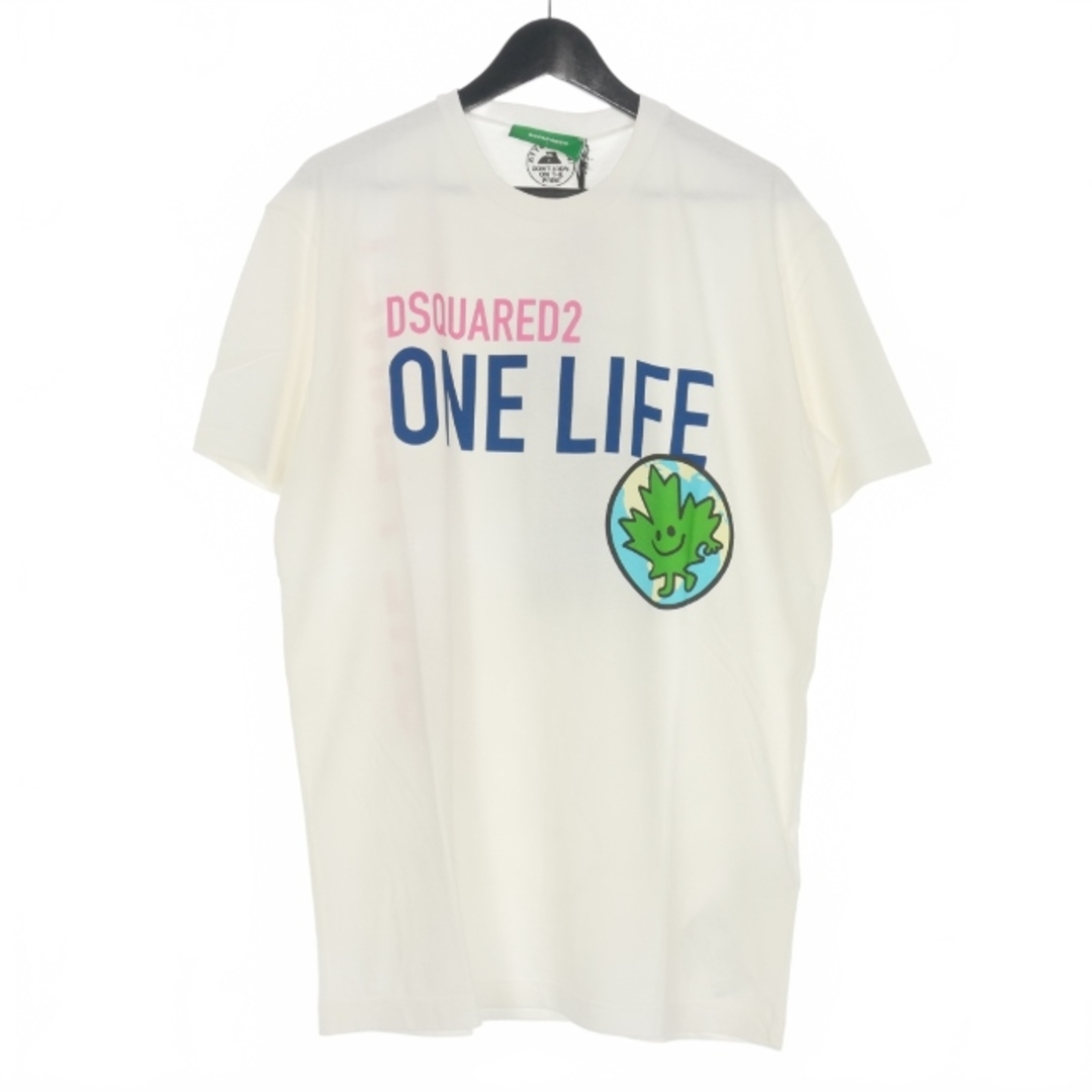 DSQUARED2(ディースクエアード)のディースクエアード 22SS ロゴプリントＴシャツ カットソー 半袖 L 白 レディースのトップス(Tシャツ(半袖/袖なし))の商品写真