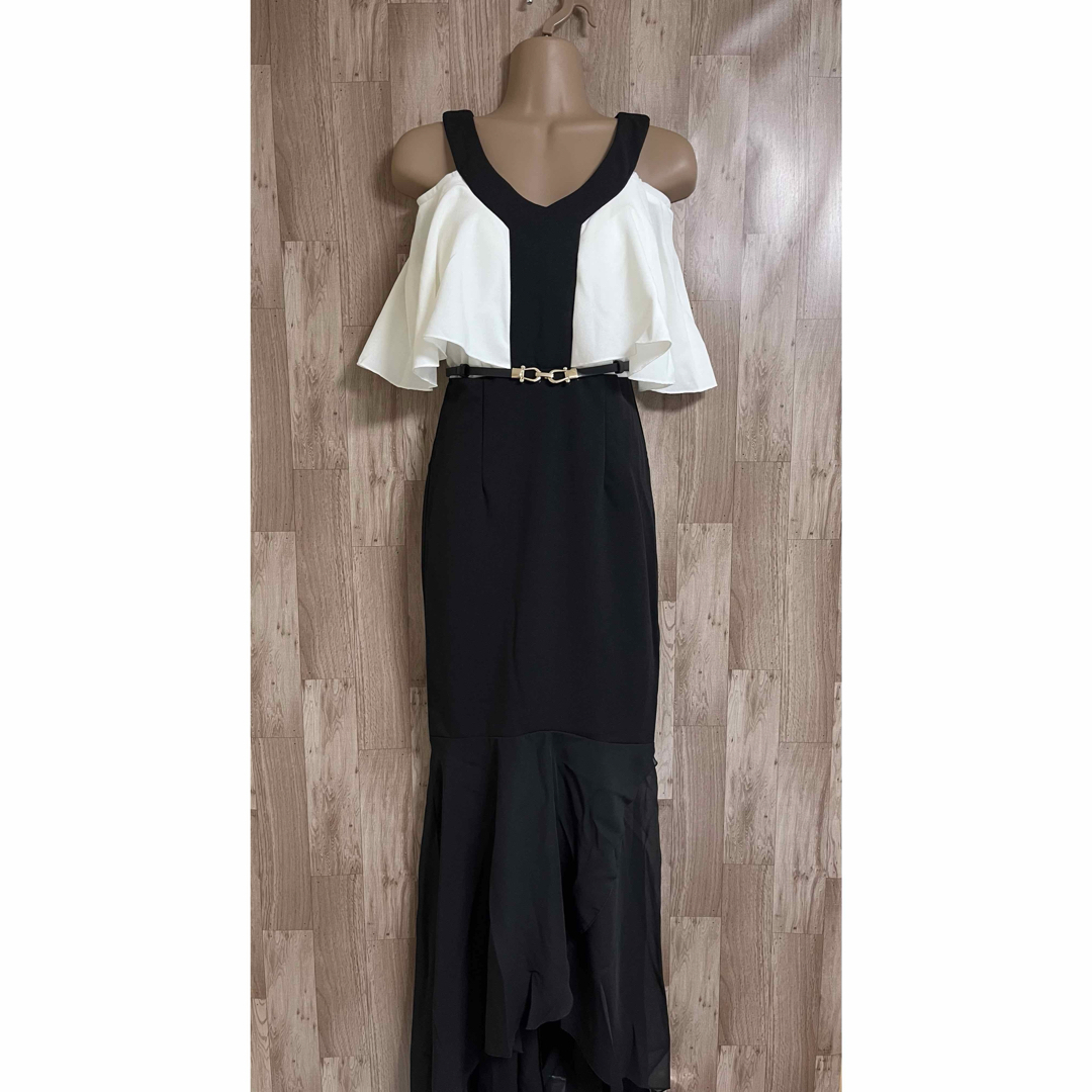 dazzy store(デイジーストア)のモノトーン裾シフォンロングドレスM レディースのフォーマル/ドレス(ナイトドレス)の商品写真