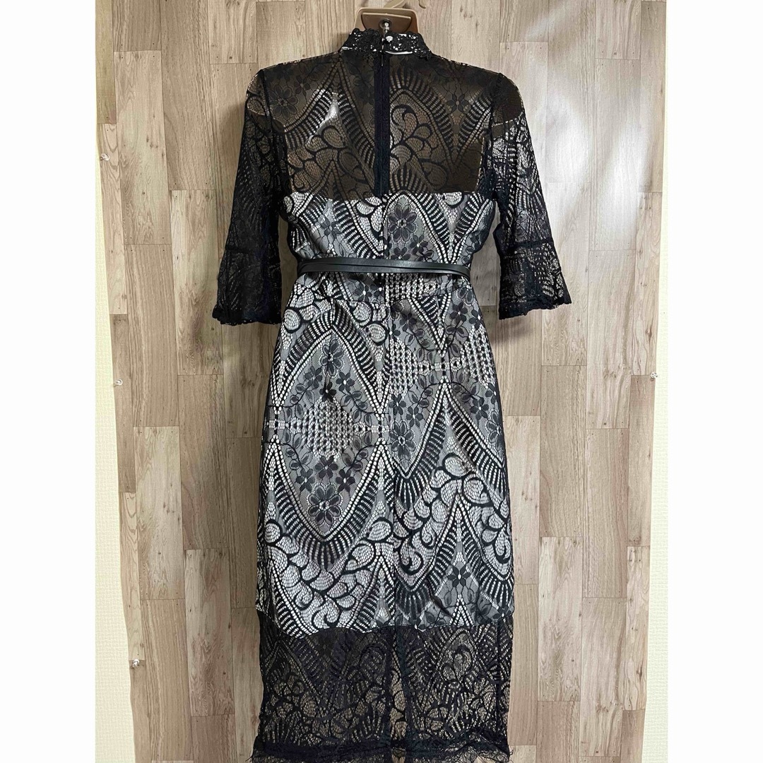 dazzy store(デイジーストア)のブラックレースレイヤードハイネックドレスM レディースのフォーマル/ドレス(ナイトドレス)の商品写真