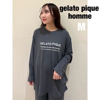 ジェラートピケ(gelato pique)のジェラート ピケ　オム　インレイロゴプルオーバー　メンズ　ダークグレー　M★新品(ルームウェア)