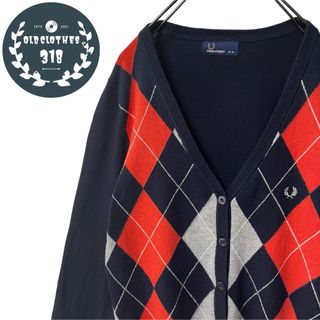 FRED PERRY - 【FRED PERRY】 ハイゲージニット カーディガン アーガイルチェック