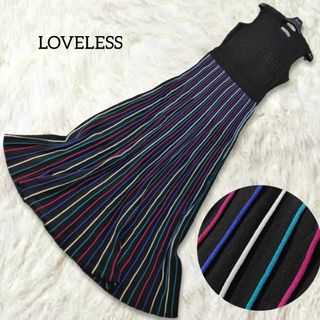 ラブレス(LOVELESS)のラブレス ✿ ピンタック ロングワンピース 36 S ブラック Aライン フレア(ロングワンピース/マキシワンピース)