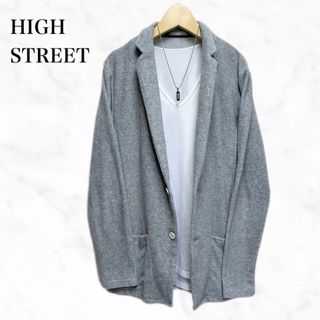 ハイストリート(HIGH STREET)のHIGH STREET テーラードジャケット　グレー　日本製　シンプル(テーラードジャケット)